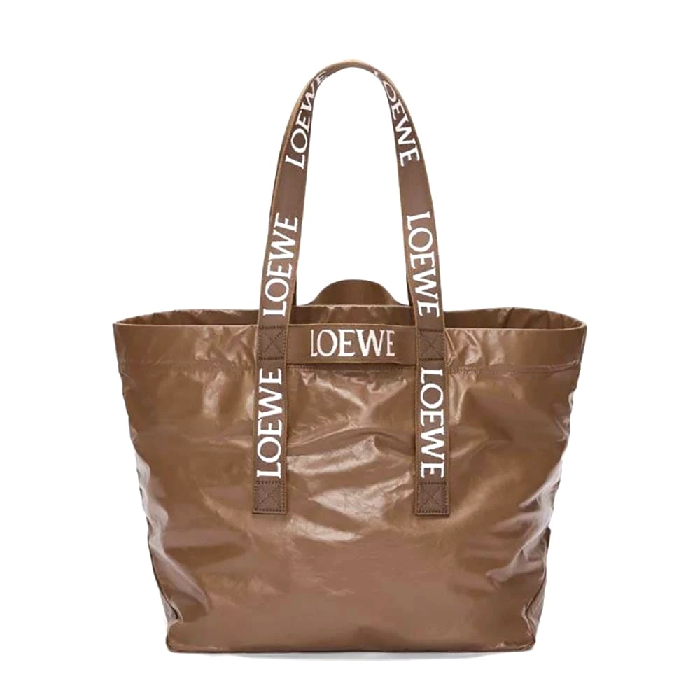 TÚI Loewe Unisex Fold Shopper in Paper Calfskin-Brown