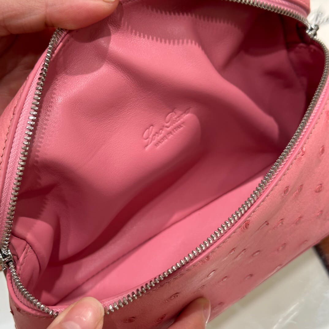 TÚI Loro Piana Women Extra Pocket L27 in Ostrich Leather Pink da đà điểu(Gía Liên Hệ)
