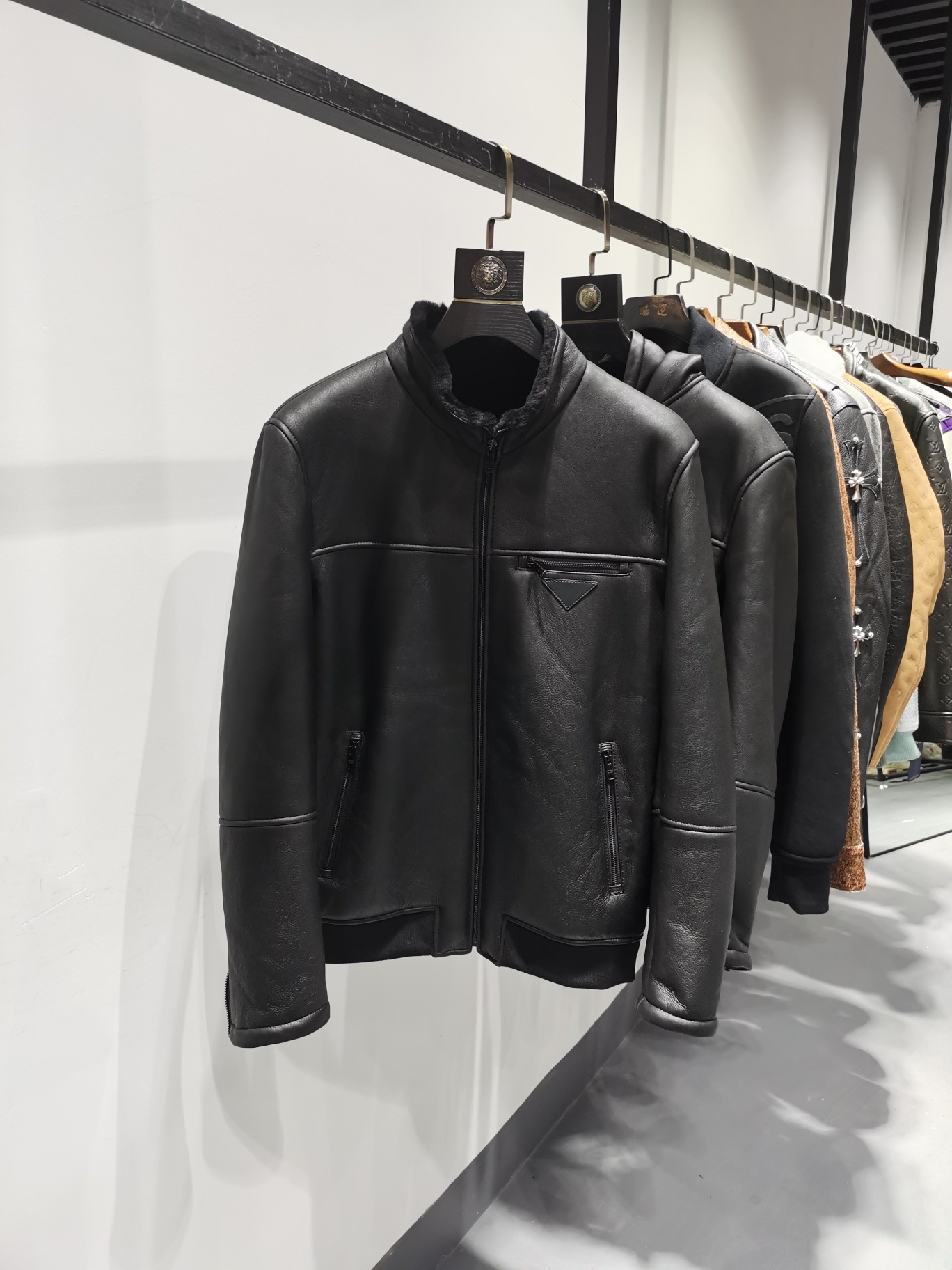 ÁO PRADA LEATHER JACKET LÓT LÔNG