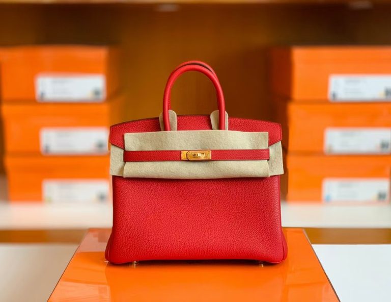 Túi Hermes Birkin Togo rouge casaque Gold Hardware Handmade khâu tay 25cm