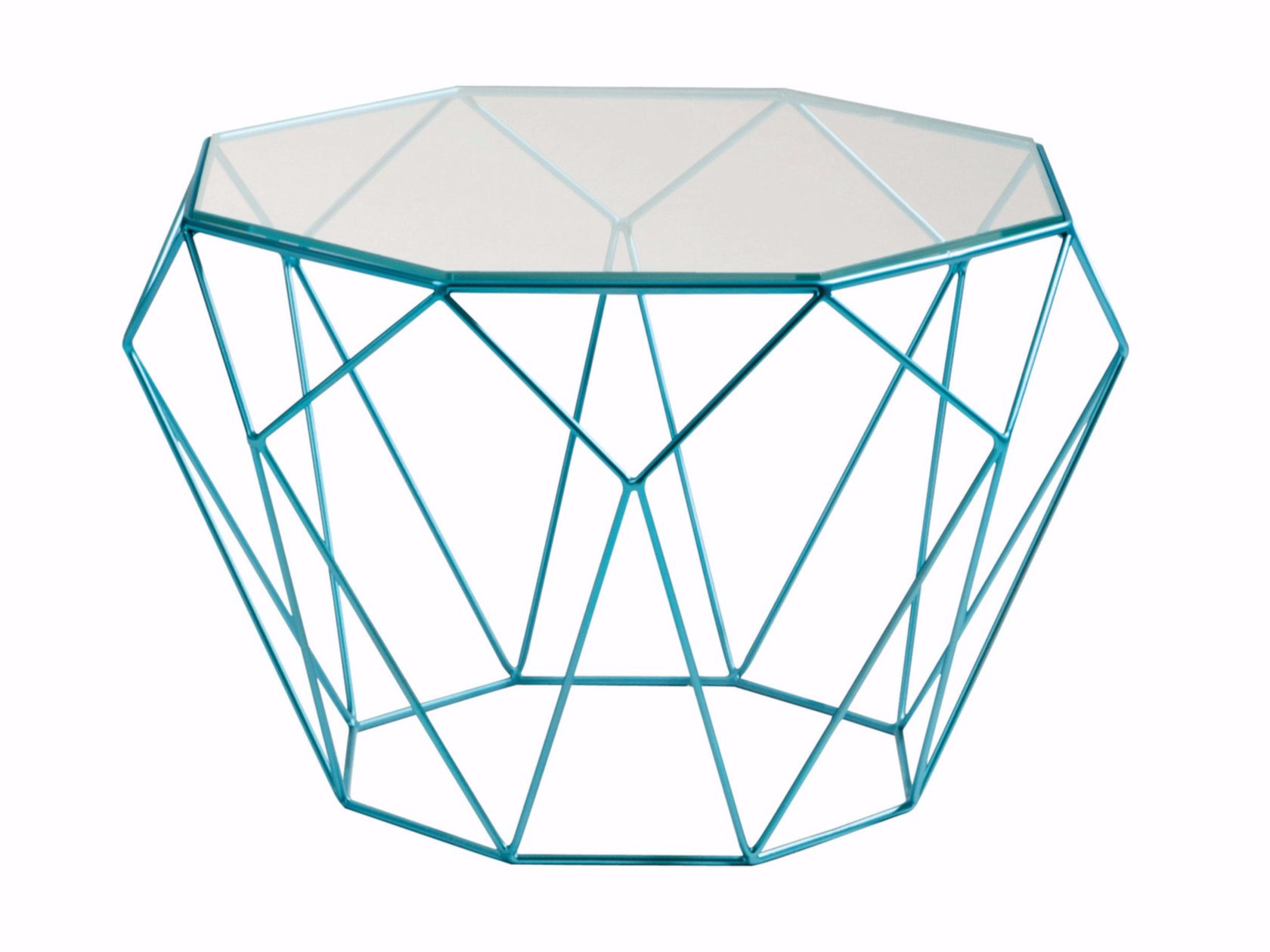 BÀN TRÀ DIAMOND Octagonal glass and steel coffee table