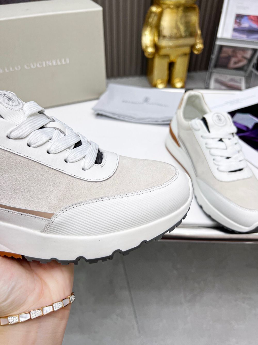 GIÀY BRUNELLO CUCINELLI Suede White Sneaker shoes