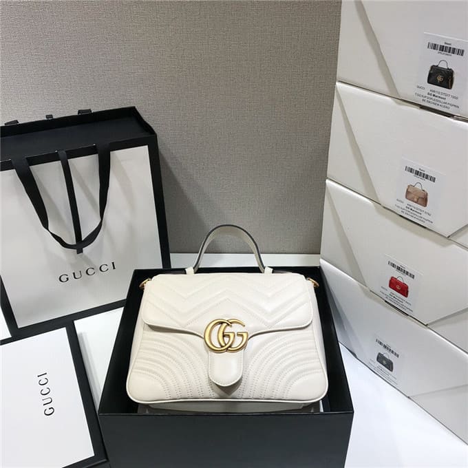 TÚI Gucci GG marmont small top handle bag white Top Quality
