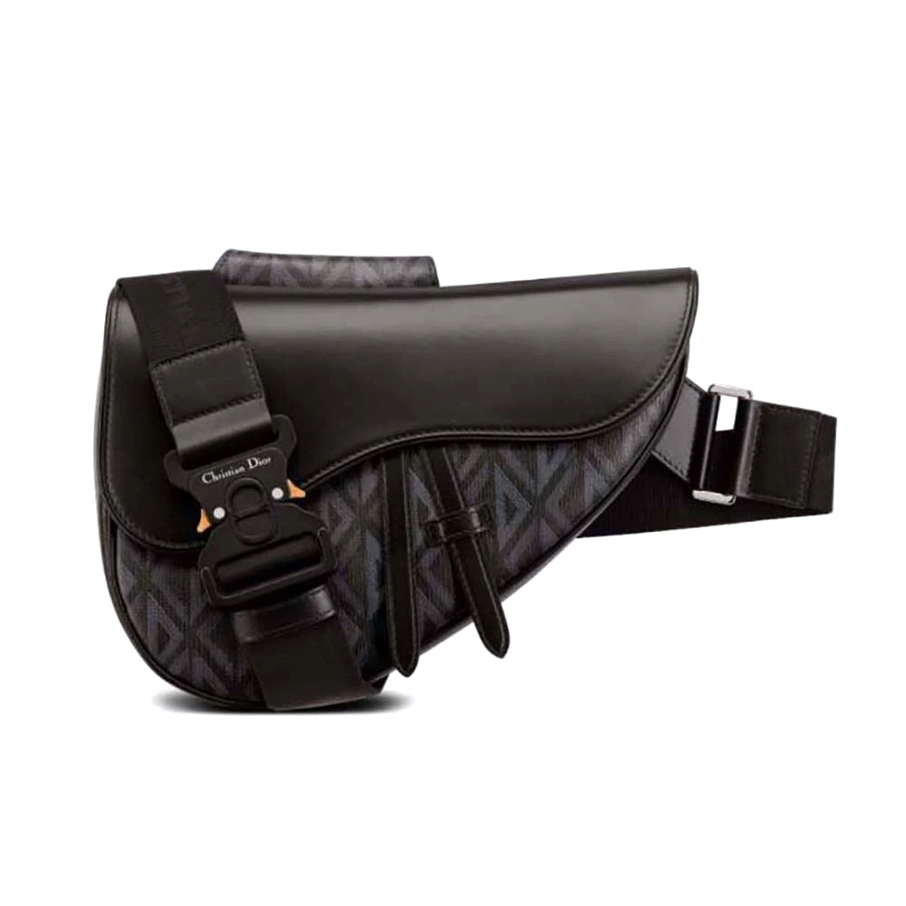 TÚI DIOR Saddle Bag Black CD Diamond Canvas and Smooth Calfskin