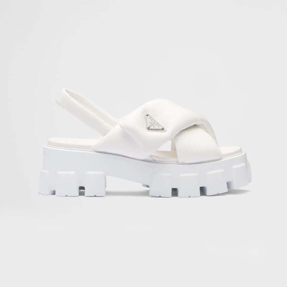 DÉP SANDALS Prada Women Monolith Padded Nappa Leather Sandals-White