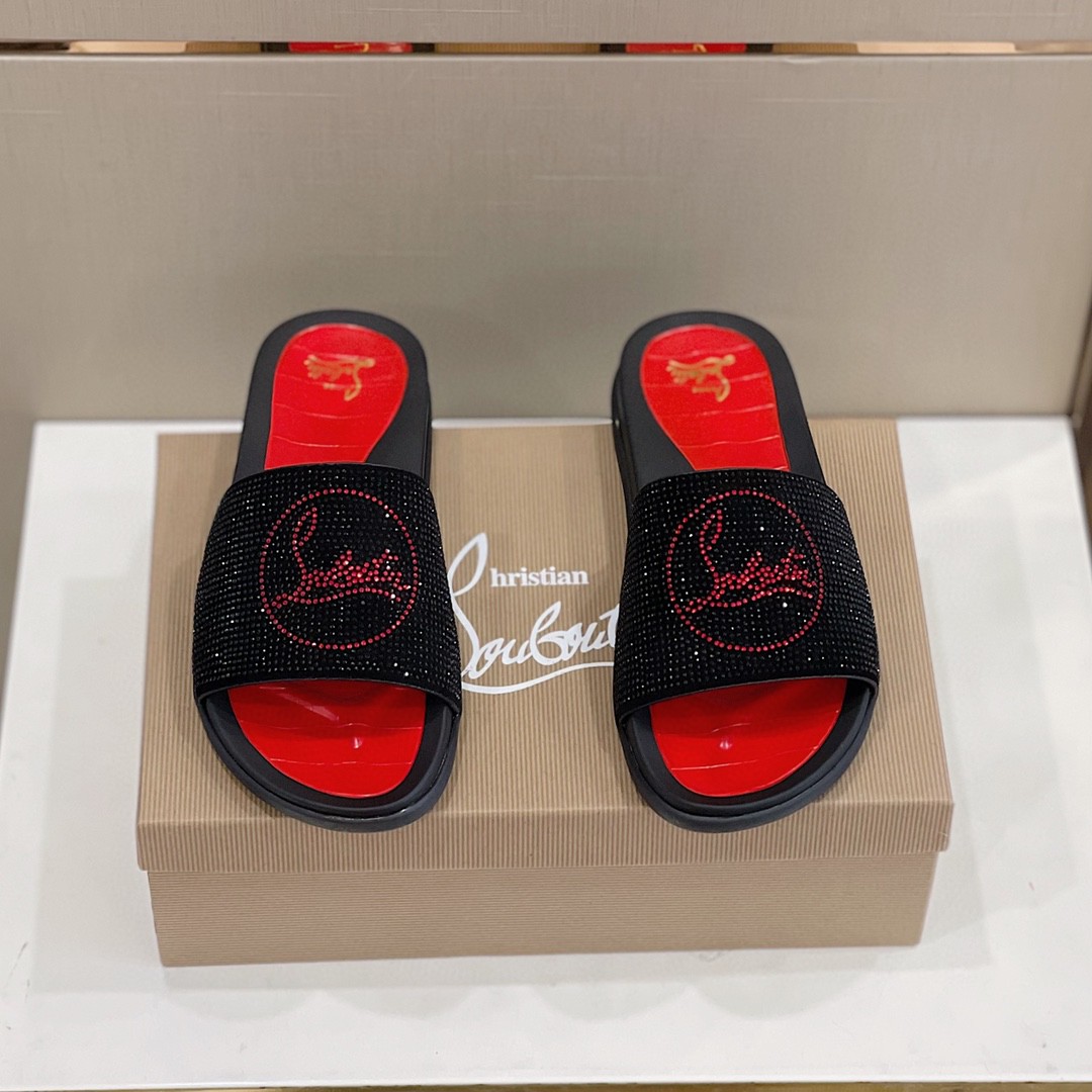 DÉP CHRISTIAN LOUBOUTIN GLITTER LOGO SANDAL AAA