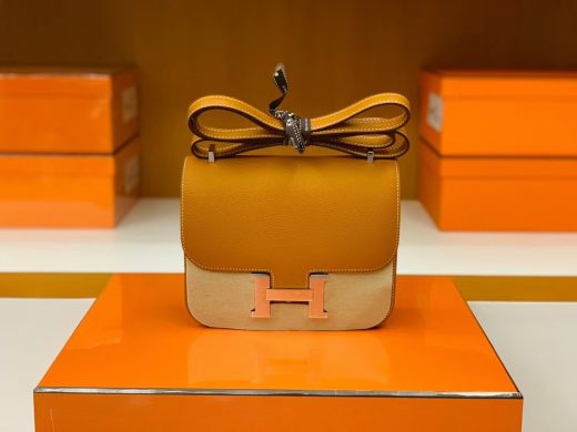 Túi Hermes Constance Epsom Golden Silver Hardware Handmade khâu tay 18cm