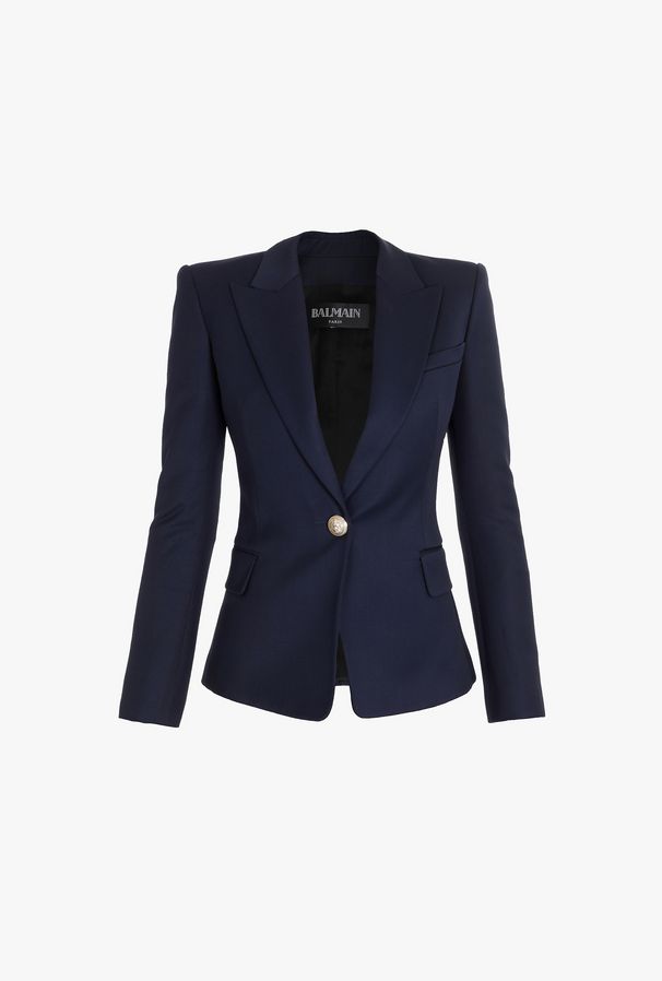 ÁO BALMAIN Black wool single-button blazer
