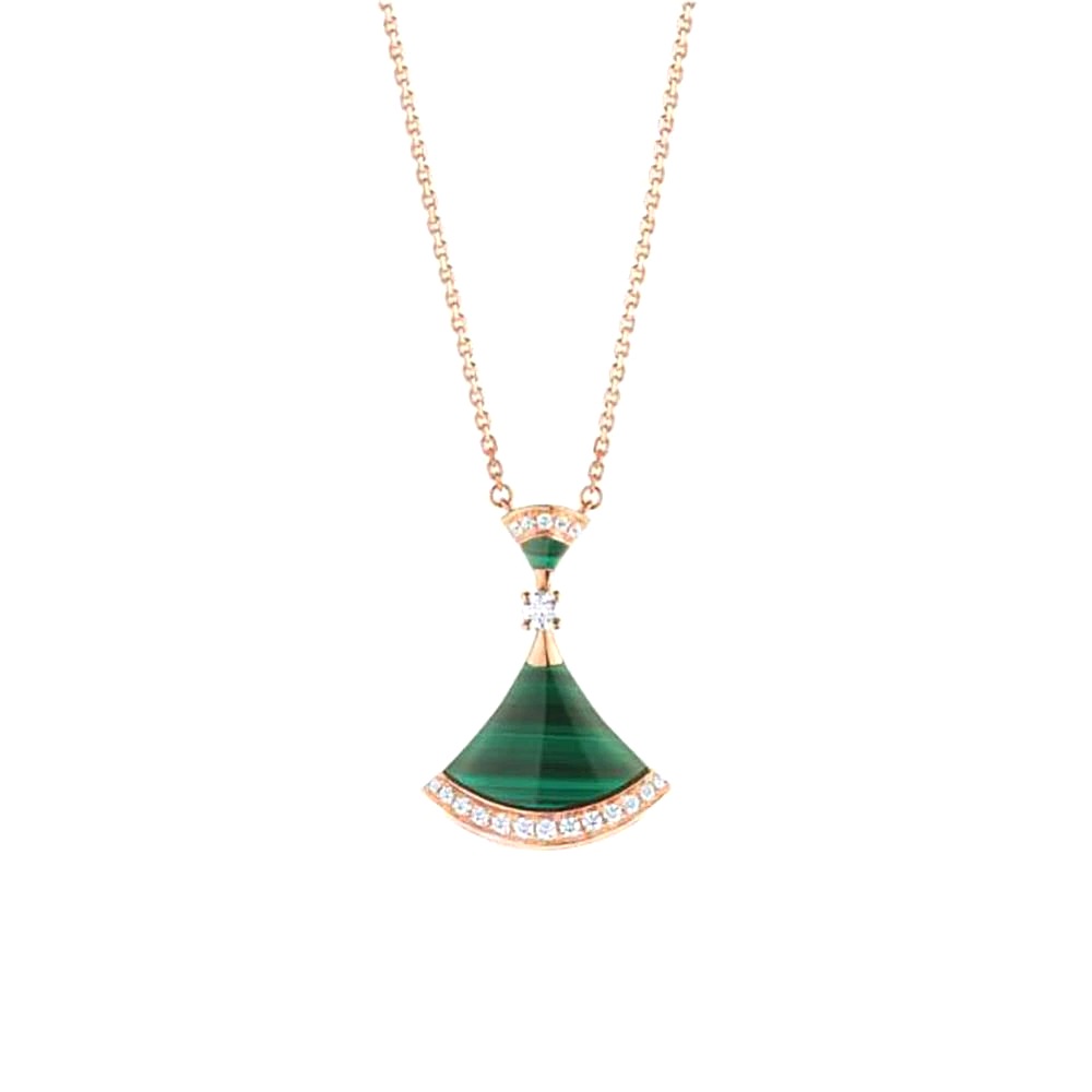 Vòng cổ BVLGARI DIVAS’ DREAM Necklace in 18 KT malachite vàng hồng 18K
