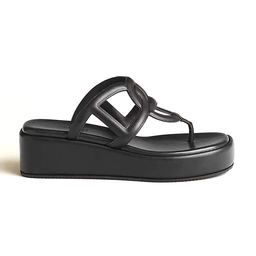 GIÀY Hermes Women Gipsy Sandal in Nappa Leather-Black