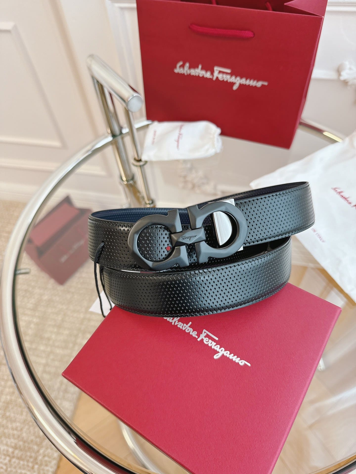 DÂY LƯNG Salvatore Ferragamo Adjustable Gancini Belt Khóa bạc