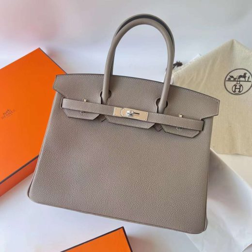 Túi Hermes Birkin Togo Griss Asphalte Silver Hardware Handmade khâu tay 25cm