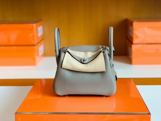 Túi Hermes Mini Lindy gris ashpite Silver Hardware Handmade khâu tay 19cm