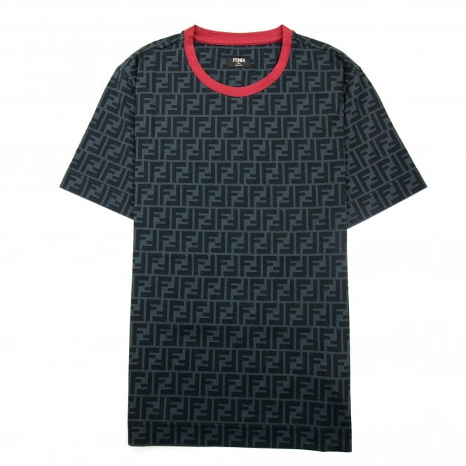 ÁO FENDI FF Logo Print Black Red Polo-Shirt