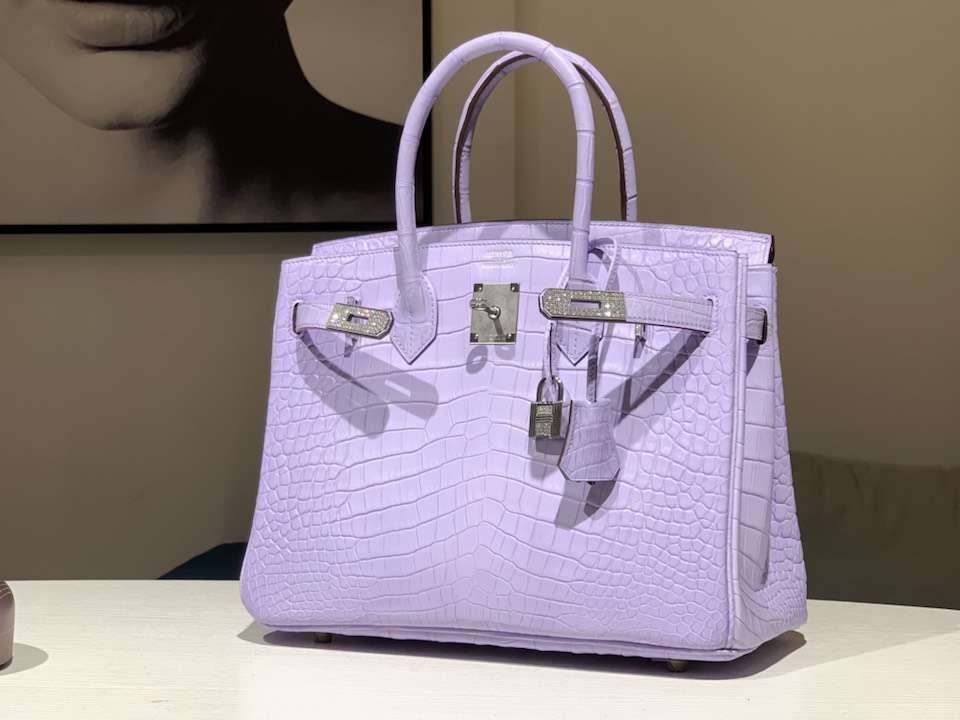 TÚI HERMES Hermes Brikin 25cm Crocodile Skin Taro Purple