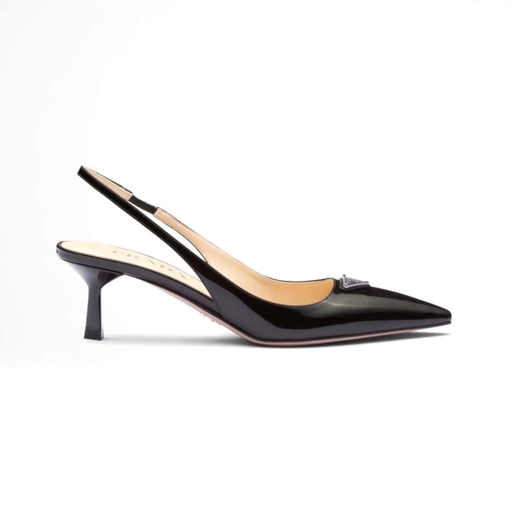 GIÀY Prada Women Patent-Leather Slingback Pumps-Black