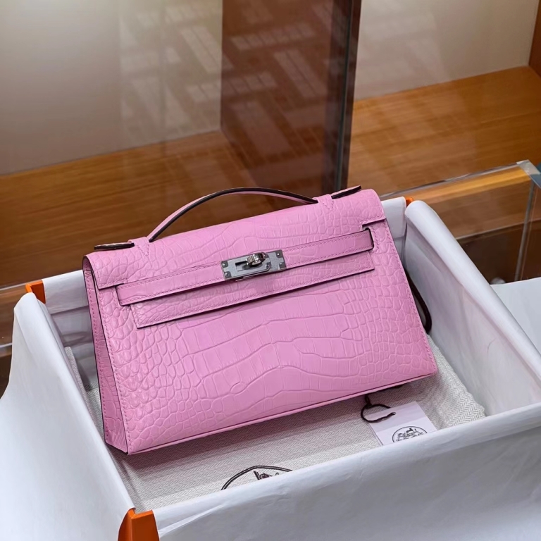 TÚI HERMES Kelly Pochette Alligator Pink 22CM(giá liên hệ)