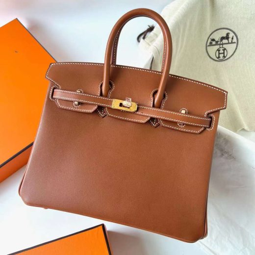 Túi Hermes Birkin Barenia Golden Brown Gold Hardware Handmade khâu tay 25cm