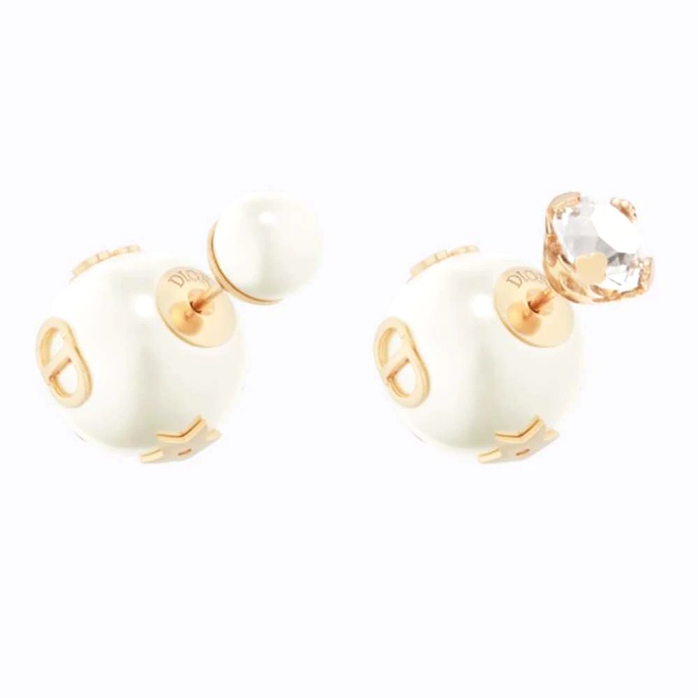 Bông tai Dior Dior Women Dior Tribales Earrings Gold-Finish Metal with White Resin Pearls and a Silver-Tone Crystal