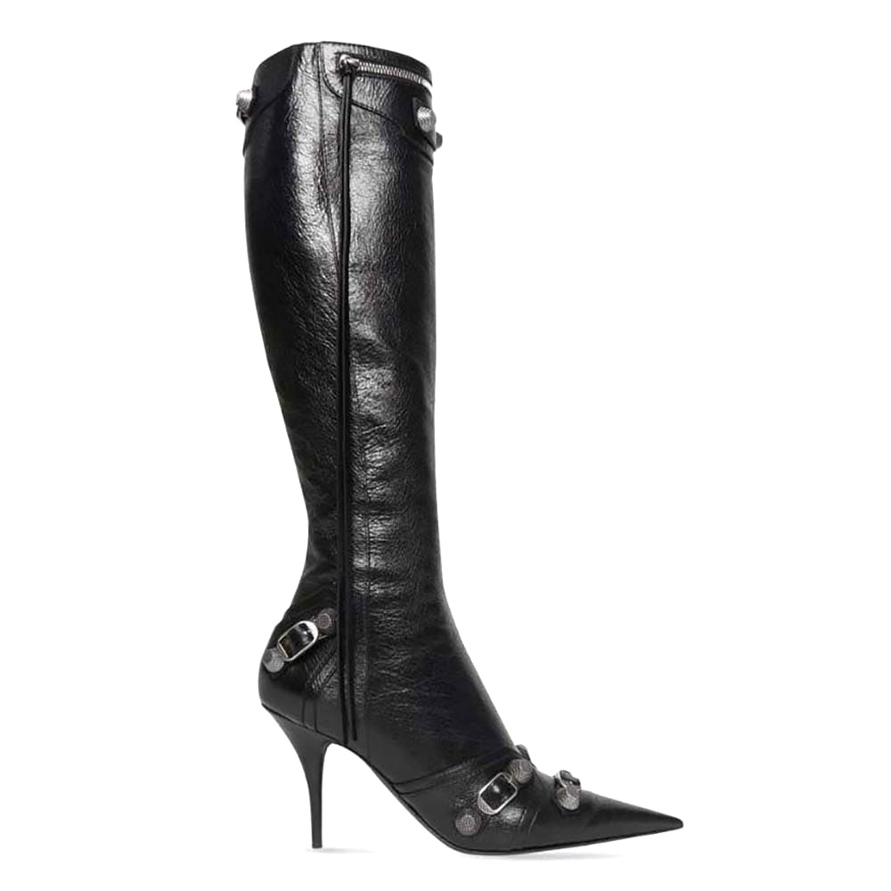 GIÀY Balenciaga Women Cagole 90mm Boot in Black Arena Lambskin
