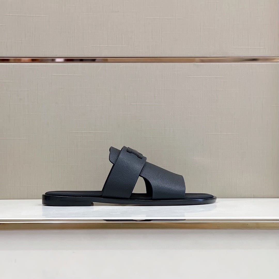 DÉP HERMES ARLES MULE BLACK SANDAL AAA