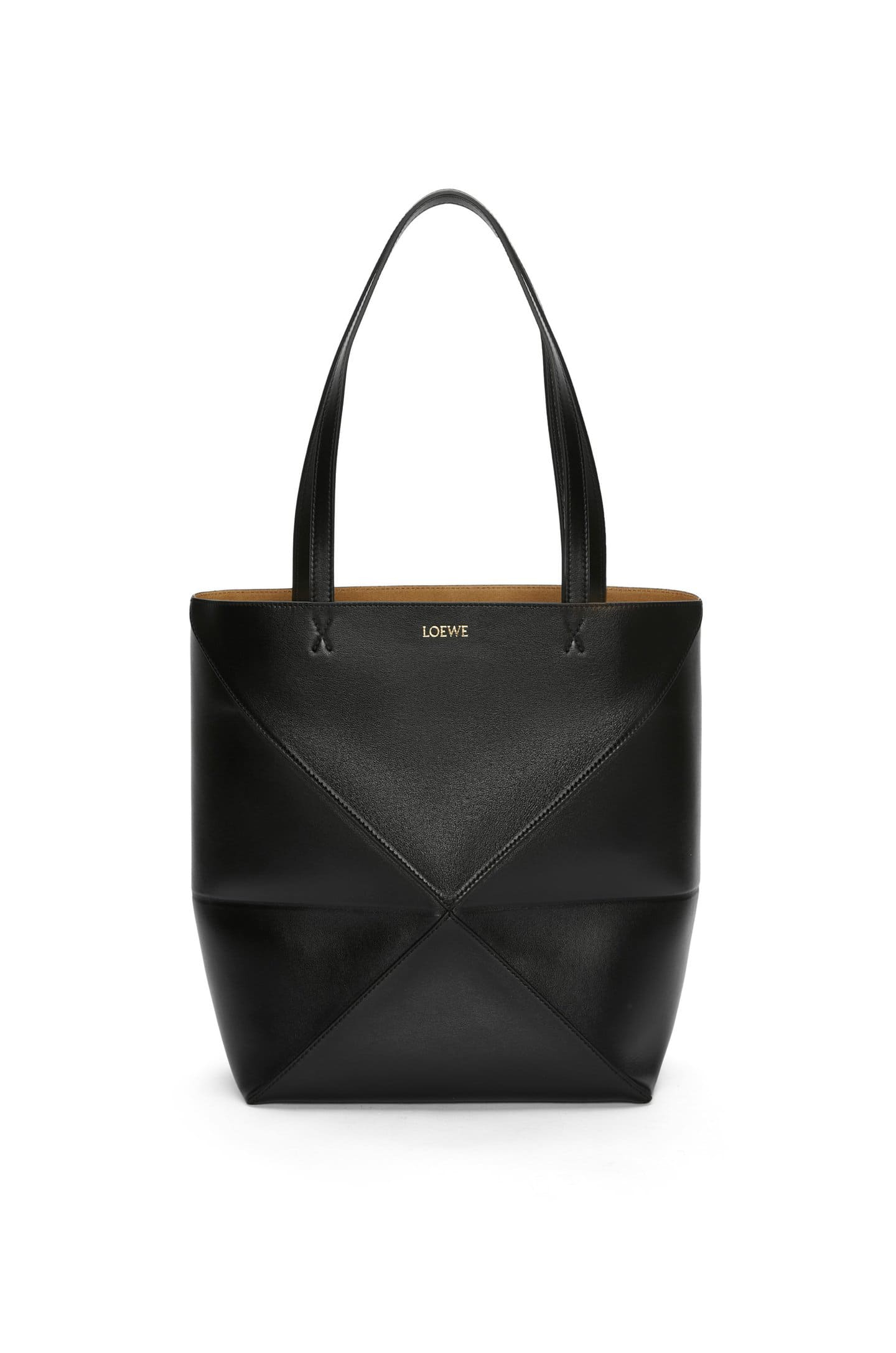 Túi LOEWE Puzzle Fold Tote in shiny calfskin black