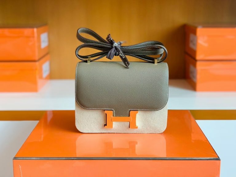 Túi Hermes Constance Epsom Etoupe Grey Gold Hardware Handmade khâu tay 18cm