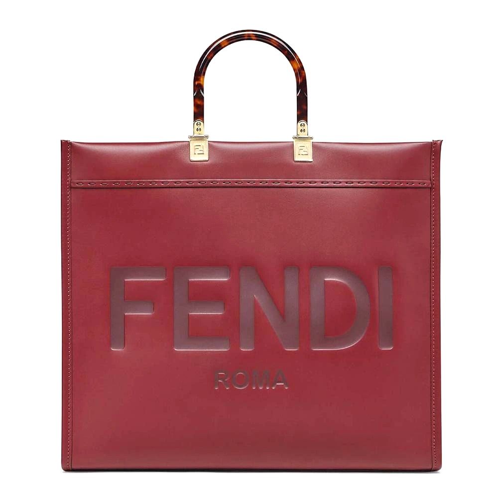 TÚI Fendi Women Sunshine Shopper Burgundy Leather Shopper-Maroon