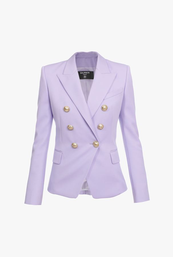 ÁO BALMAIN Lavender blazer with gold-tone double-breasted closure