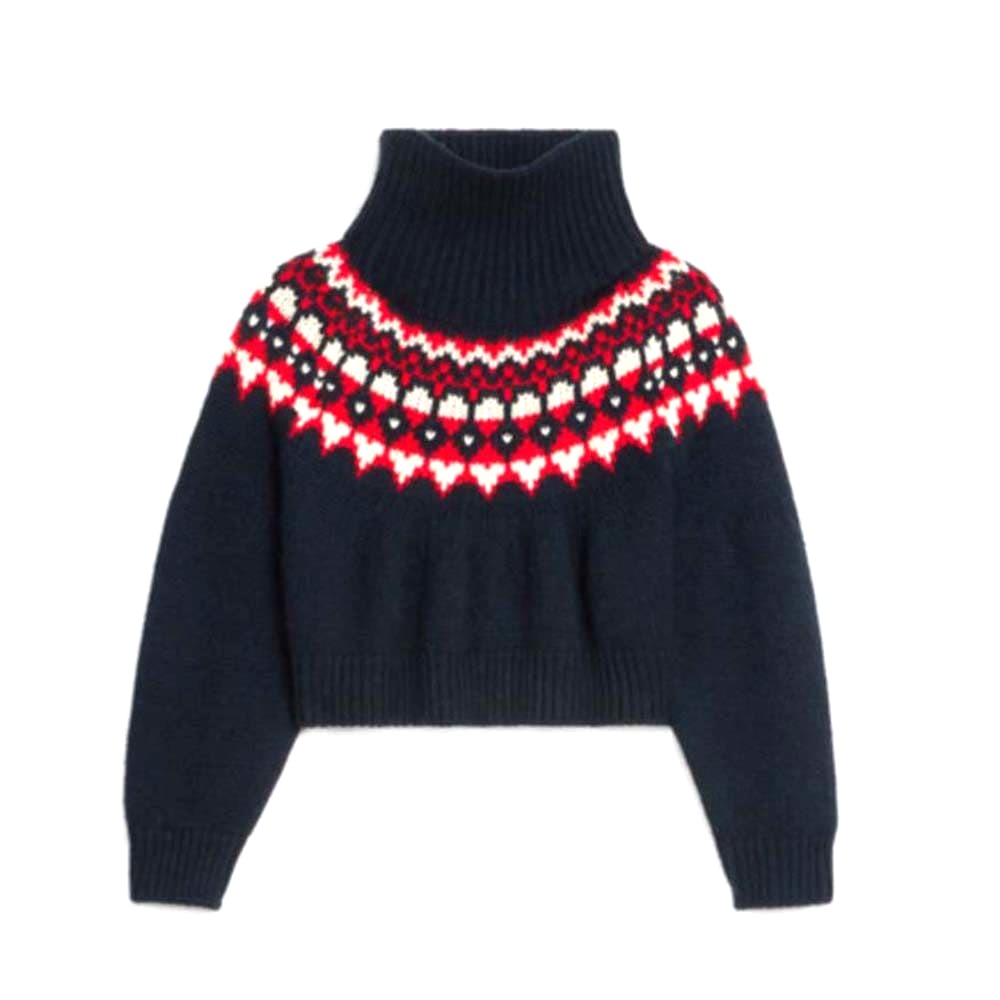 ÁO Celine Women High-Neck Sweater in Fair Isle Cashmere