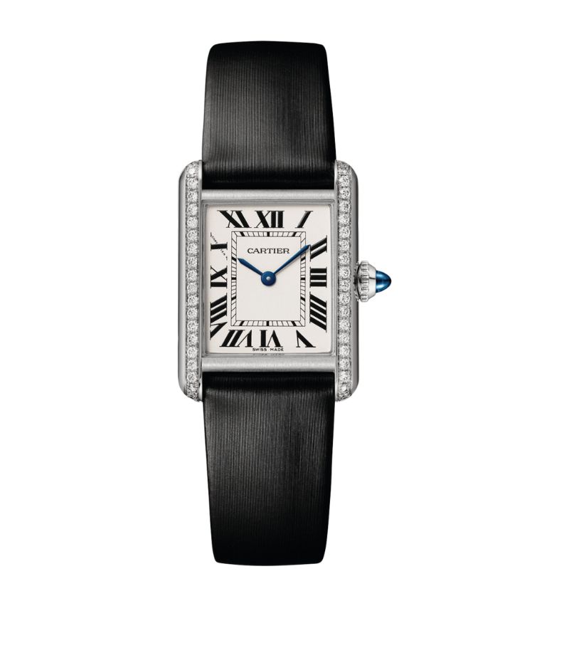 Đồng hồ CARTIER Stainless Steel and Diamond Tank Must Watch 22mm mặt số màu trắng