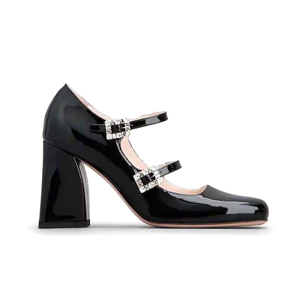 GIÀY Roger Vivier Women Trés Vivier Strass Buckle Mini Babies Pumps in Patent Leather