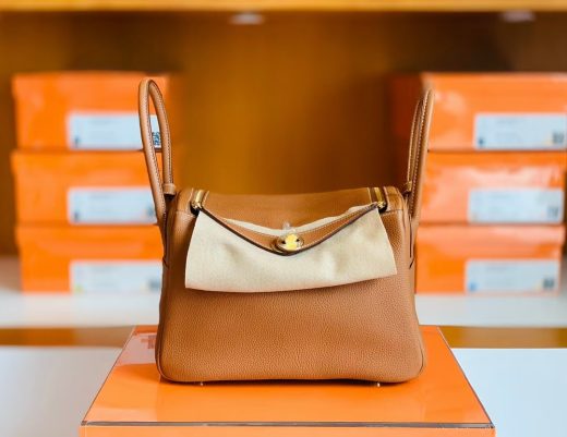Túi Hermes Lindy Golden Brown Gold HardwareHandmade khâu tay 30cm