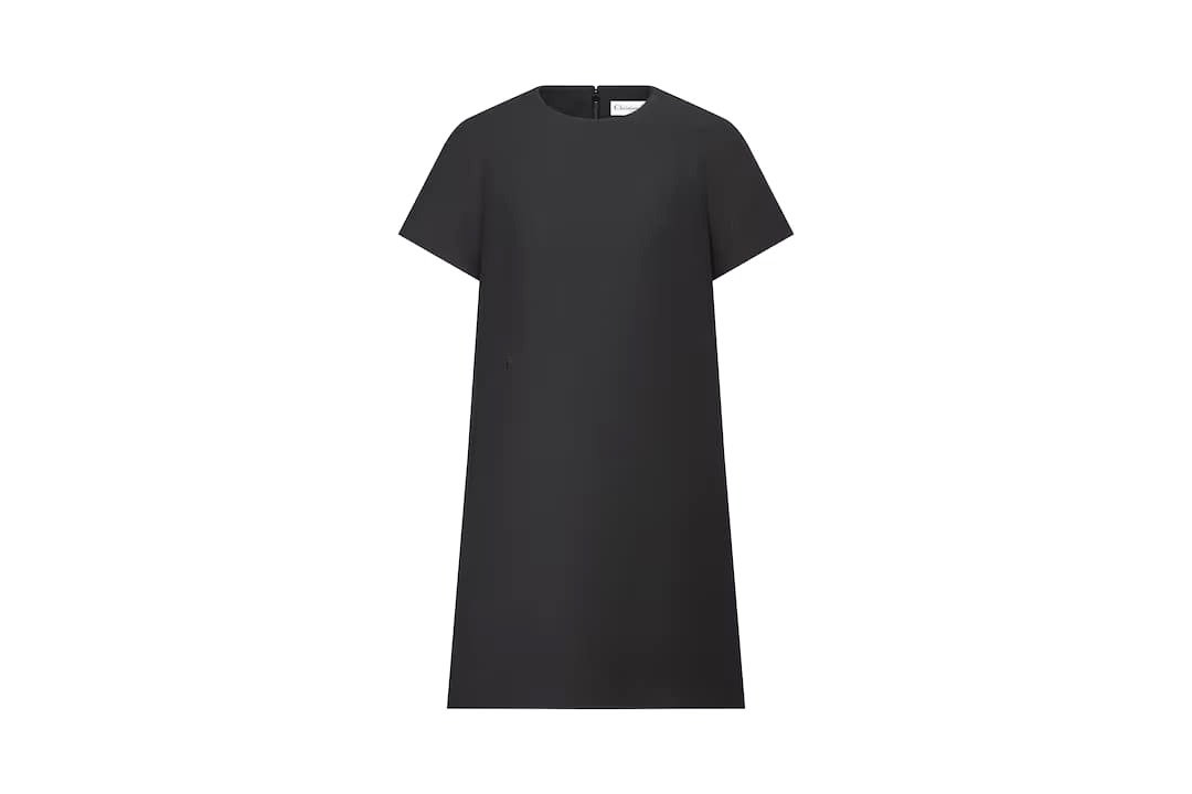 VÁY DIOR STRAIGHT DRESS Black Wool and Silk