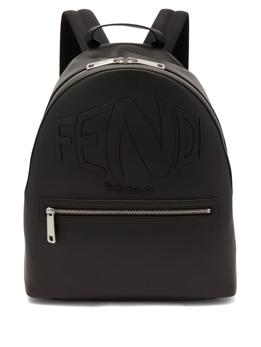 BALO FENDI Warped-logo leather backpack