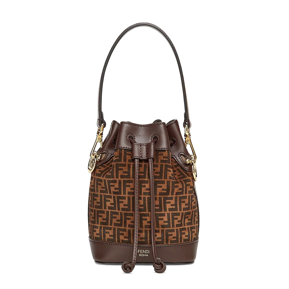 TÚI Fendi Women Mon Tresor Brown Leather Mini-Bag with FF Print