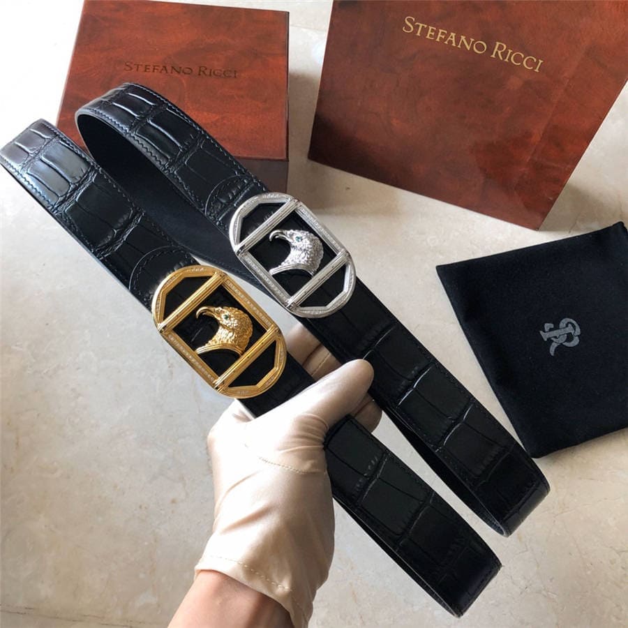 DÂY LƯNG STEFANO RICCI CROCODILE LEATHER DA CÁ SẤU Belt Khóa vàng