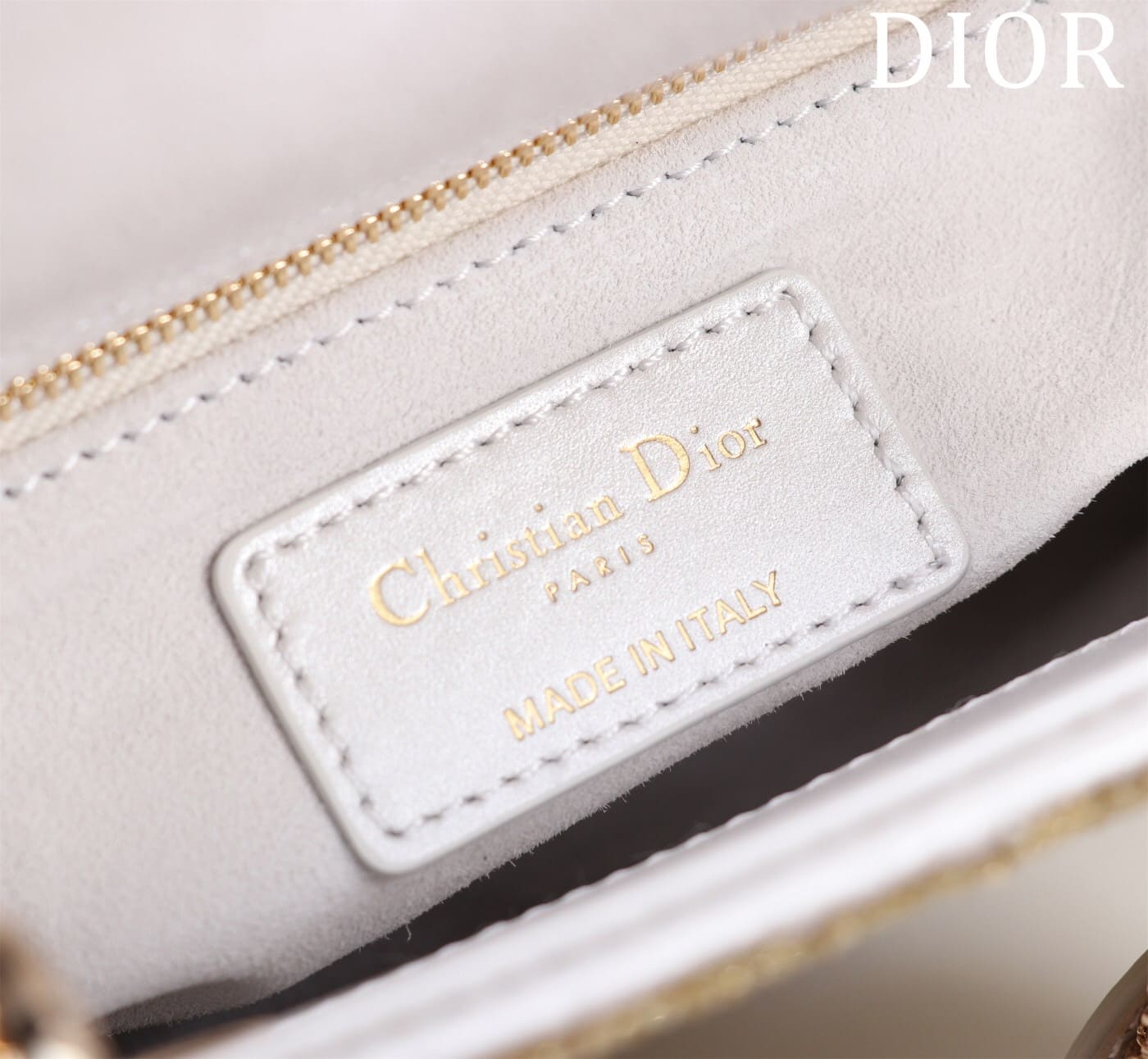 TÚI CHRISTIAN DIOR LADY DIOR Cannage Calfskin with Platinum Beaded Embroidery Metallic