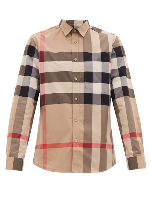 ÁO SƠ MI BURBERRY Somerton Nova-check cotton-blend poplin shirt