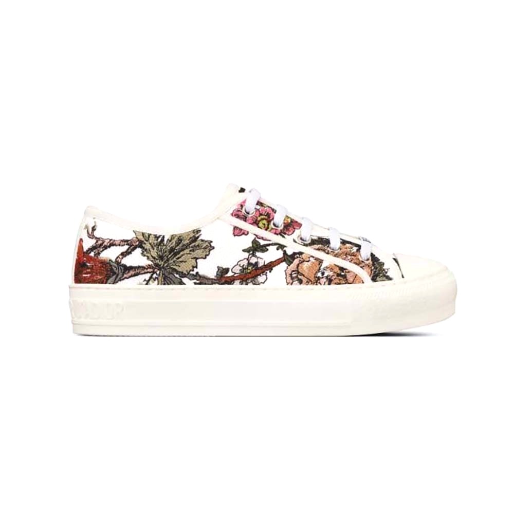 GIÀY Dior Women Walk’N’Dior Sneaker White Multicolor Cotton with Dior Jardin Botanique Embroidery