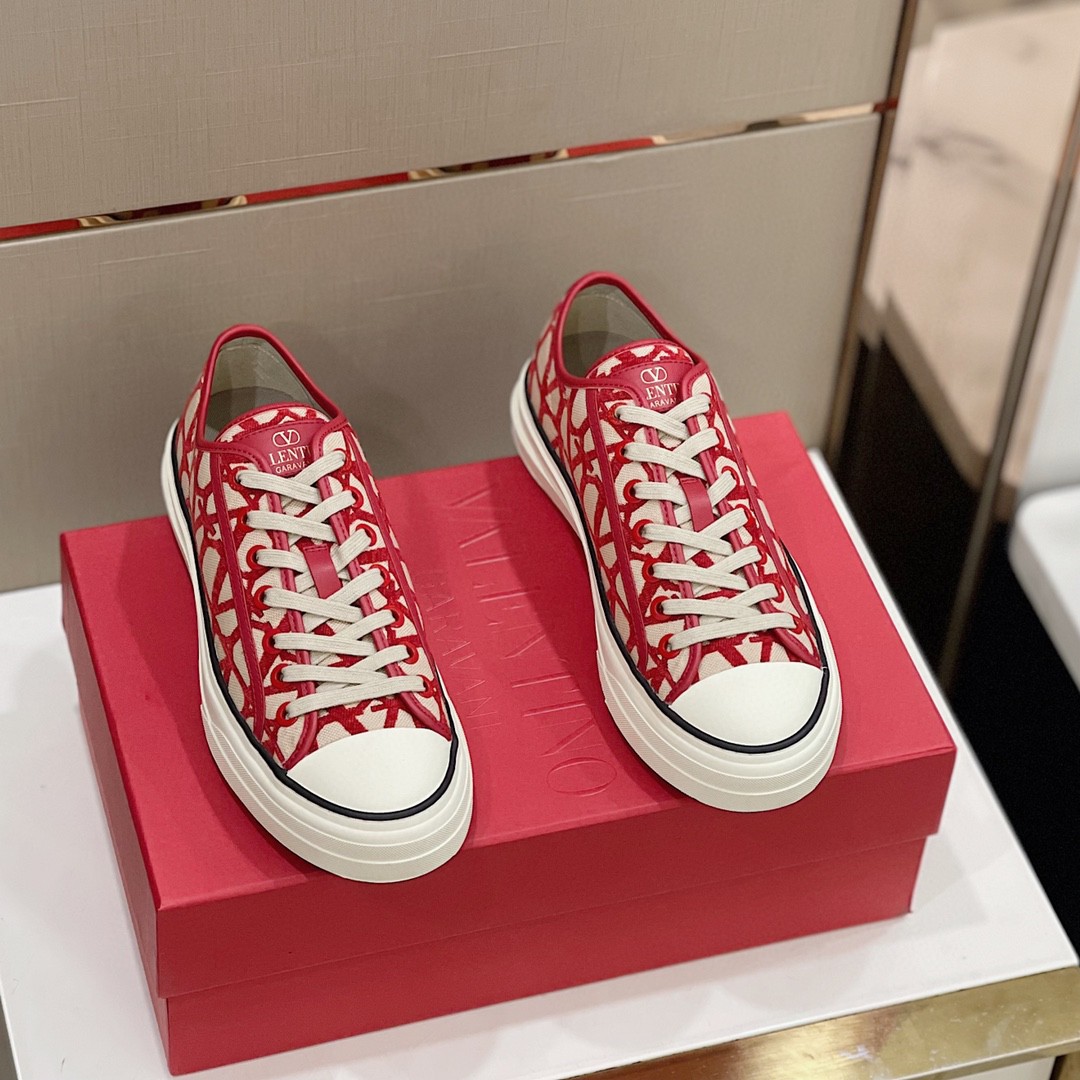 GIÀY VALENTINO CANVAS LEATHER SNEAKER SHOES AAA