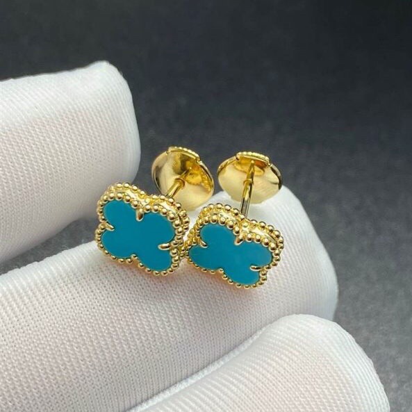 BÔNG TAI VAN CLEEF & ARPELS ALHAMBRA TURQUOISE GOLD 18K YELLOW GOLD