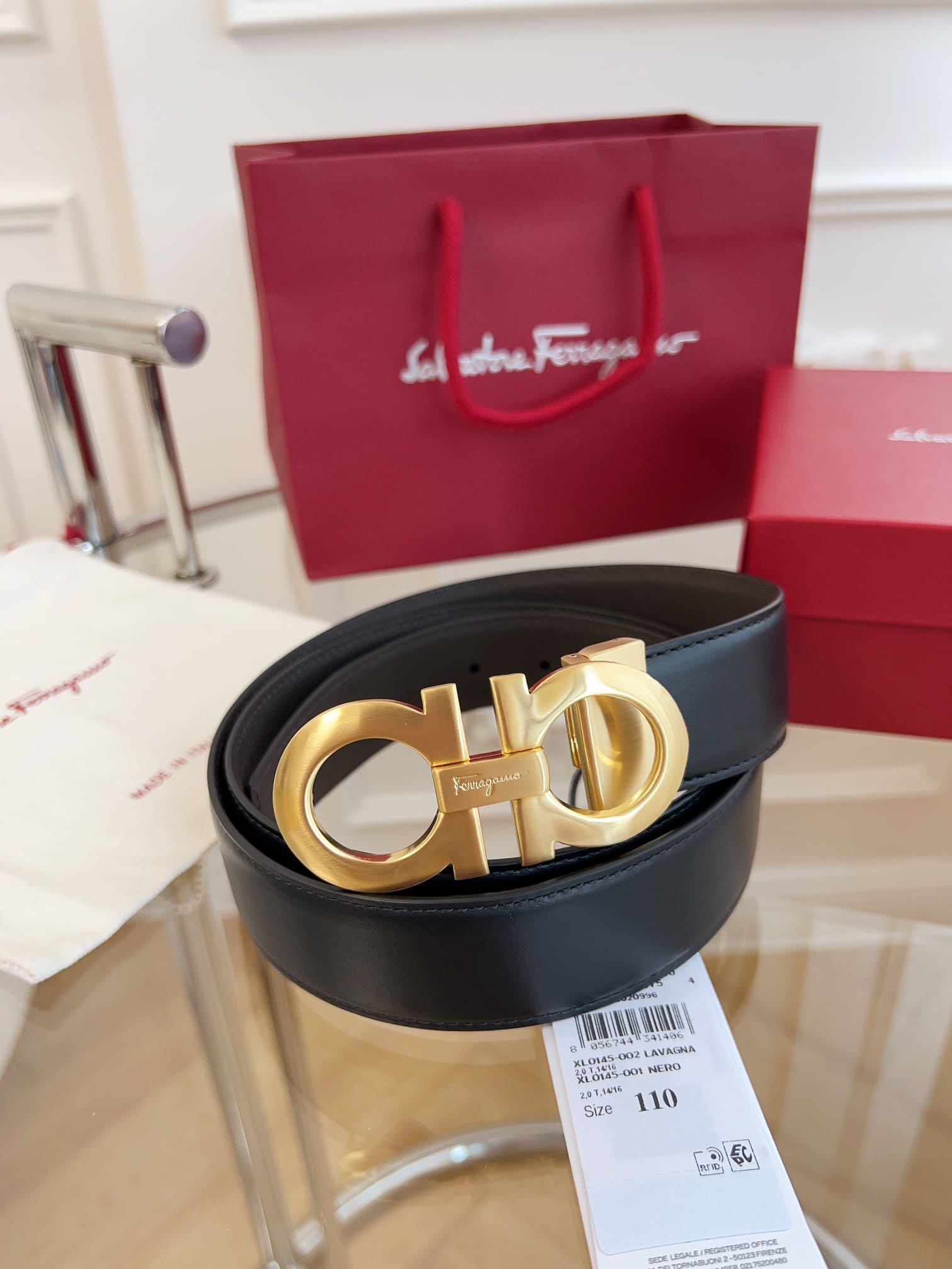 DÂY LƯNG Salvatore Ferragamo Adjustable Gancini Belt Khóa vàng
