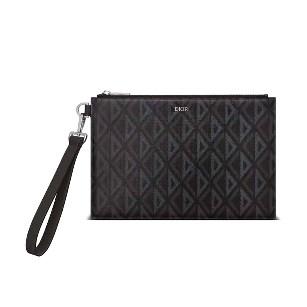 TÚI Dior A5 Pouch Black CD Diamond Canvas