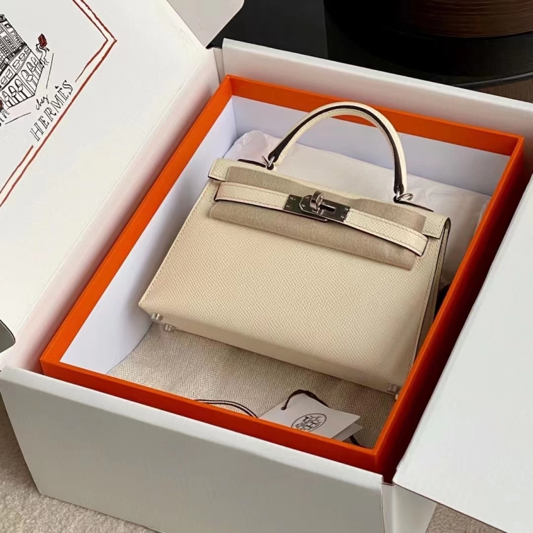 Túi Hermes Mini Kelly Craie Epsom 19CM Handmade khâu tay(Giá liên hệ)