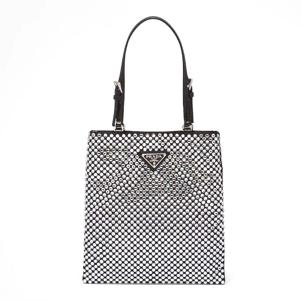 TÚI Prada Women Satin Handbag with Crystals-Black
