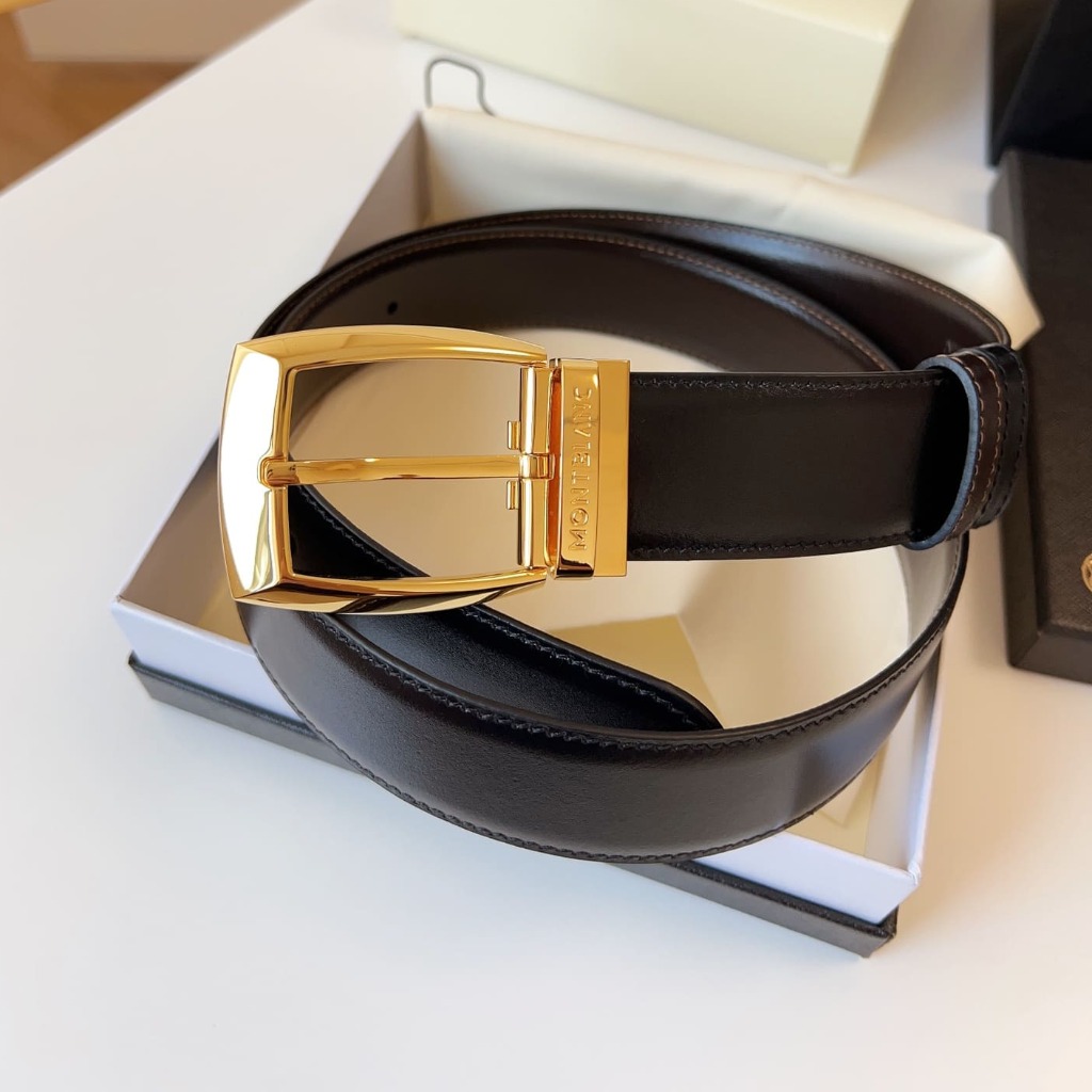 DÂY LƯNG MONTBLANC CALFSKIN LEATHER Belt Khóa vàng