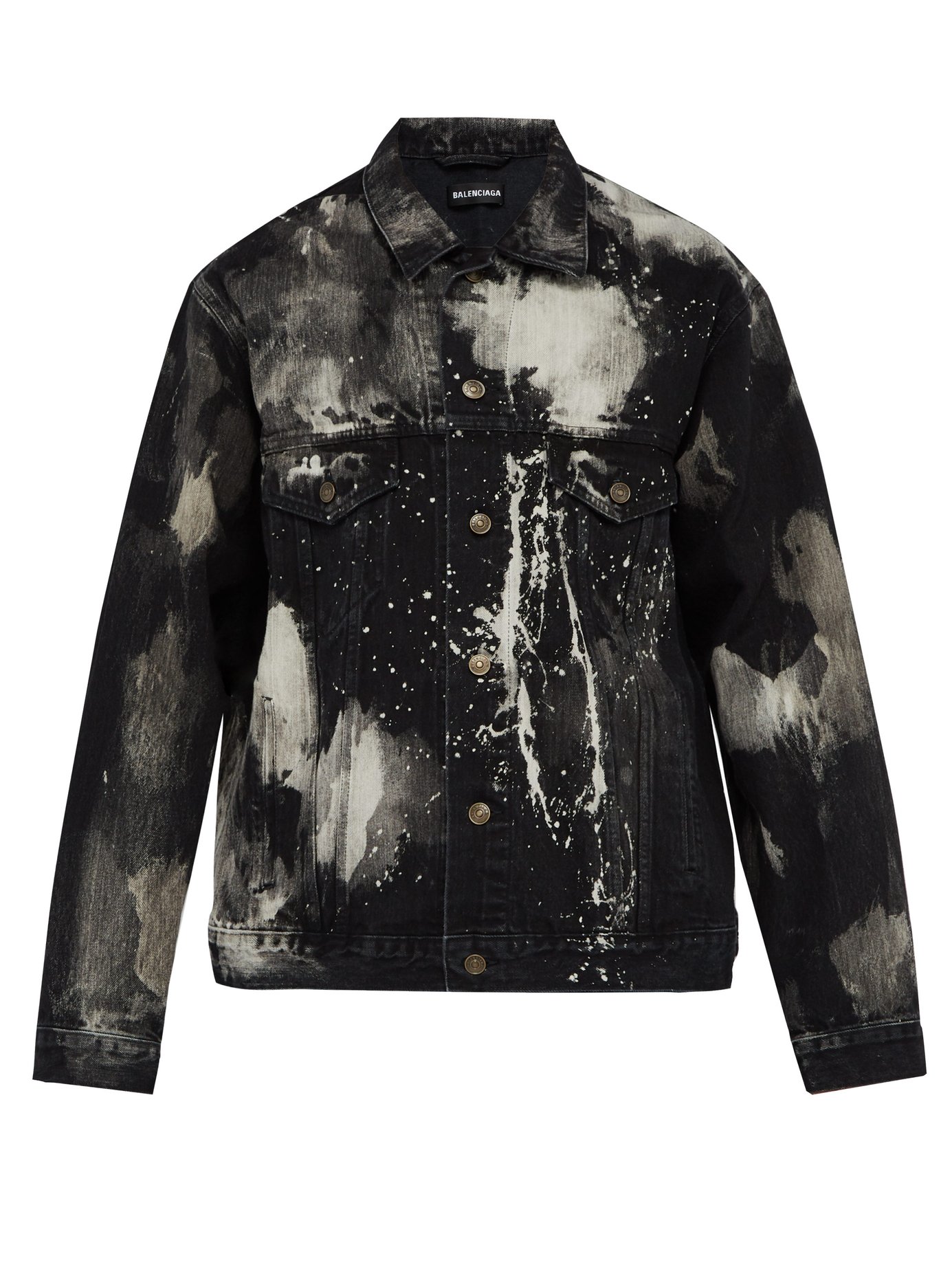ÁO BALENCIAGA  Paint-splattered denim jacket