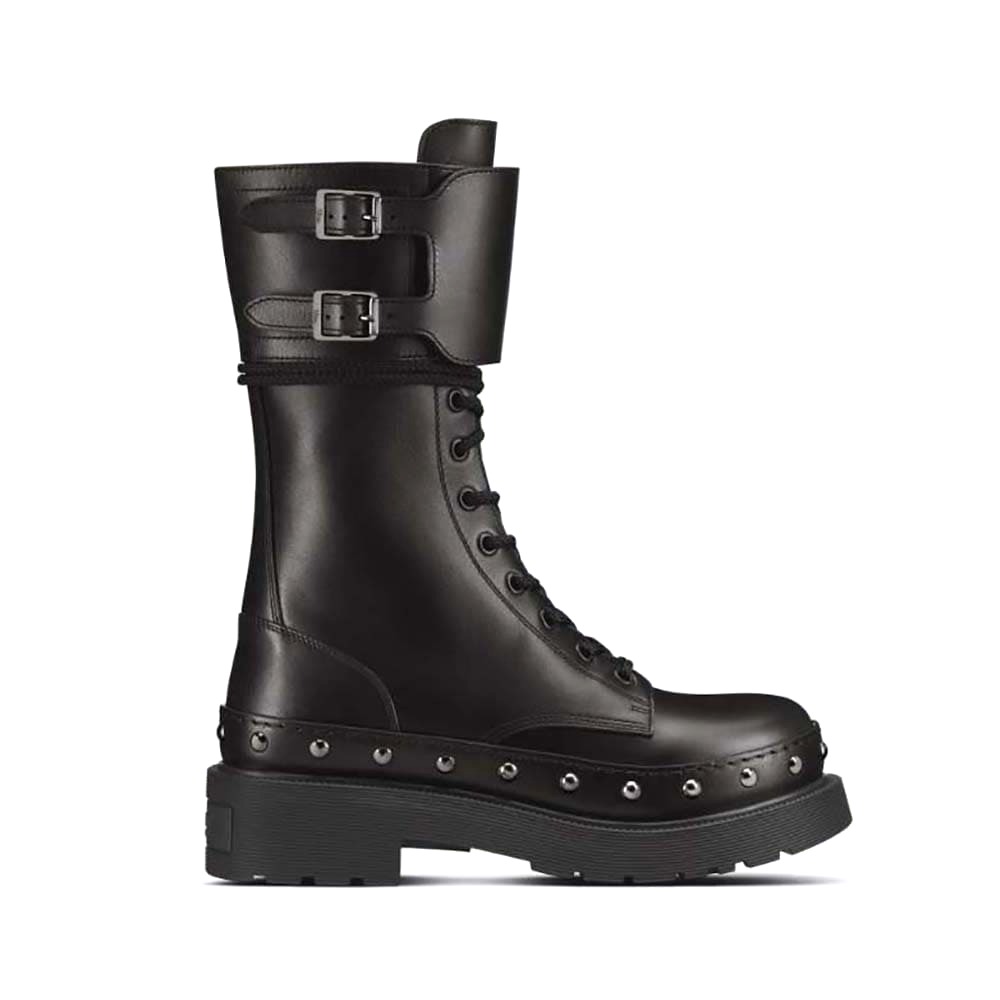 GIÀY Dior Women Diorquake Ankle Boot Black Calfskin