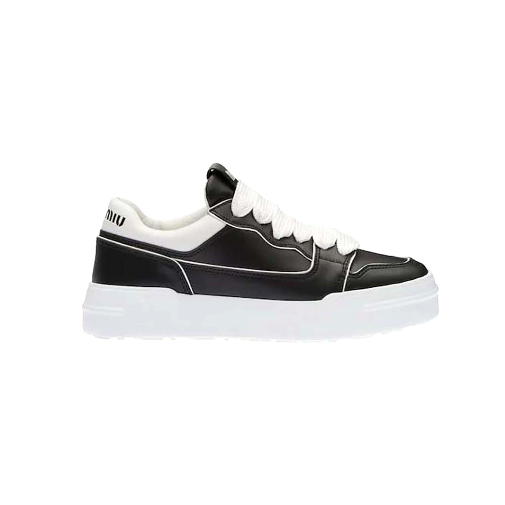 GIÀY Miu Miu Women Leather Sneakers-Black
